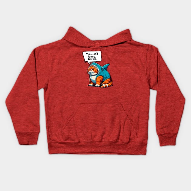 Fat Orange Cat in Shark Costume 😾🦈 Kids Hoodie by Critter Chaos